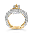 Men's 10K Yellow Gold 5-2/5 Cttw Diamond Jesus Crucifix Cross Cocktail Ring