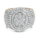 Men's 10K Yellow Gold 2-1/2 Cttw Round Diamond Cluster Cocktail Ring