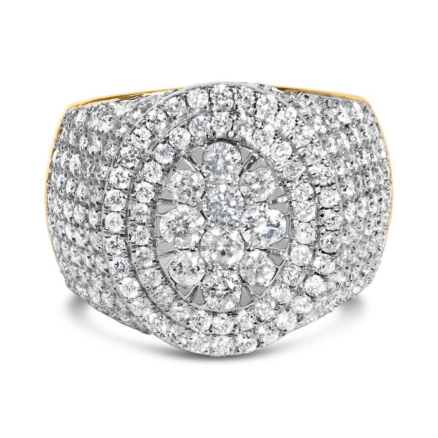 Men's 10K Yellow Gold 2-1/2 Cttw Round Diamond Cluster Cocktail Ring