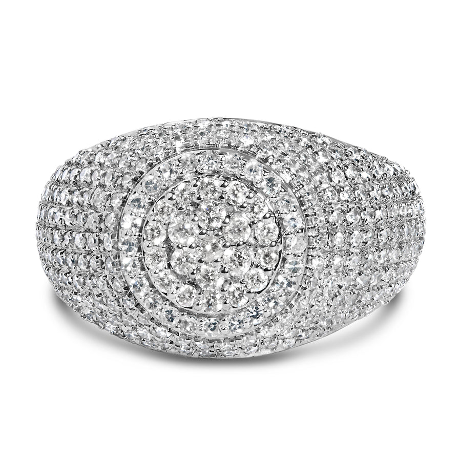 Men's 10K Yellow Gold 1 1/2 Cttw Diamond Cluster Dome Band Ring
