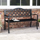 50.5 Inch Patio Bench with Curved Armrests for 2-3 People-Black