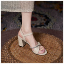 YB-32 Chunky Heel Sandals For Women Comfortable High Heel Small Size