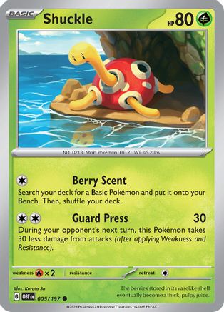 Shuckle 005/197 - SV03 Obsidian Flames Reverse Holofoil