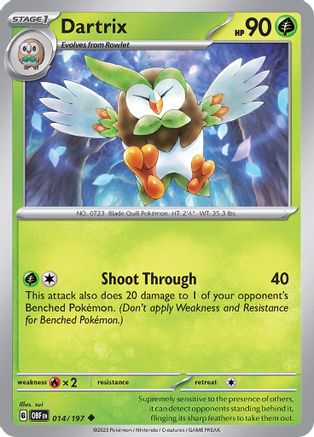 Dartrix 014/197 - SV03 Obsidian Flames Reverse Holofoil