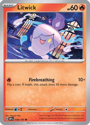 Litwick 036/197 - SV03 Obsidian Flames Reverse Holofoil