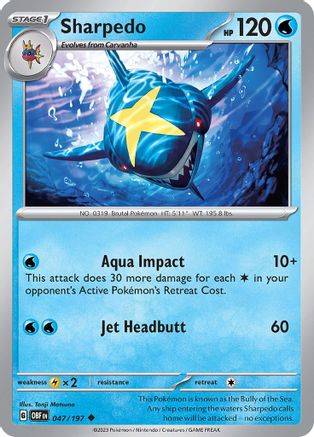 Sharpedo 047/197 - SV03 Obsidian Flames Reverse Holofoil