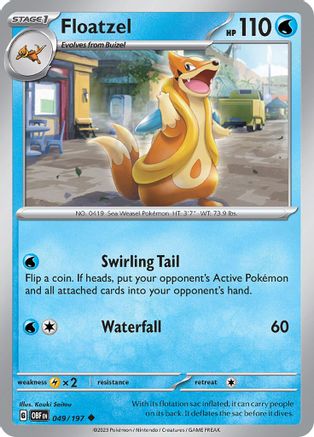 Floatzel 049/197 - SV03 Obsidian Flames Reverse Holofoil
