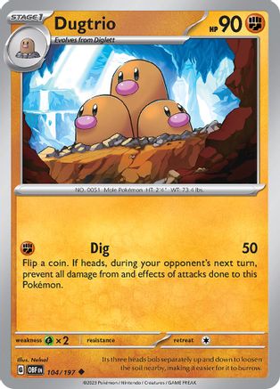 Dugtrio 104/197 - SV03 Obsidian Flames Reverse Holofoil