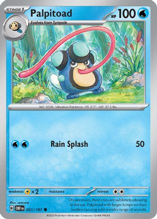 Palpitoad 051/197 - SV03 Obsidian Flames Reverse Holofoil