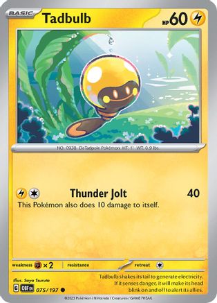 Tadbulb 075/197 - SV03 Obsidian Flames Reverse Holofoil