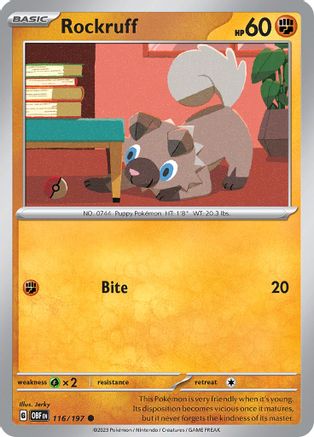 Rockruff 116/197 - SV03 Obsidian Flames Reverse Holofoil