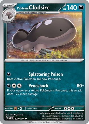 Paldean Clodsire 129/197 - SV03 Obsidian Flames Reverse Holofoil