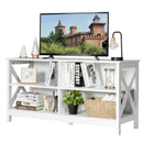 Wooden TV Stand Entertainment for TVs up to 55 Inch with X-Shaped Frame