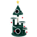 50" Christmas Cat Tree with 2 Condos & Scratching Post