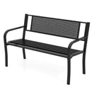 50 Inches Garden Bench with Patterned Backrest and Curved Armrests-Black