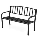 50 Inches Outdoor Garden Bench with Slatted Backrest and Curved Armrests-Black