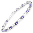 4.29 Carat Genuine Tanzanite .925 Sterling Silver Bracelet