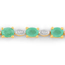 1.29 Carat Genuine Emerald and White Diamond .925 Sterling Silver Bracelet
