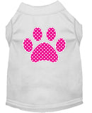 Pet Dog & Cat Shirt Screen Printed, "Pink Swiss Dot Paw"