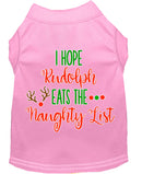 Christmas Pet Dog & Cat Shirt Screen Printed, "I Hope Rudolph Eats The Naughty List"