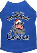 Christmas Pet Dog & Cat Shirt Screen Printed, "I Want A Hippopotamus For Christmas"