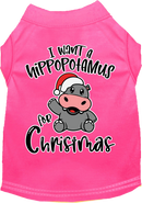 Christmas Pet Dog & Cat Shirt Screen Printed, "I Want A Hippopotamus For Christmas"