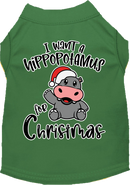 Christmas Pet Dog & Cat Shirt Screen Printed, "I Want A Hippopotamus For Christmas"