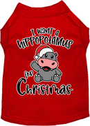 Christmas Pet Dog & Cat Shirt Screen Printed, "I Want A Hippopotamus For Christmas"