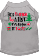 Christmas Pet Dog and Cat Shirt Screen Printed, "He's Making A List, I've Eaten It Twice"