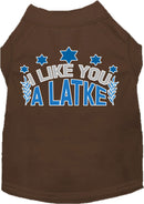 Hanukkah Pet Dog and Cat Shirt Screen Printed, "I Like You A Latke"