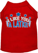 Hanukkah Pet Dog and Cat Shirt Screen Printed, "I Like You A Latke"