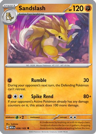 Sandslash 028/165 - SV Scarlet & Violet 151 Reverse Holofoil