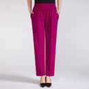 Plus Size Ice Silk Cropped Pants