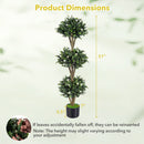 51" Artificial Triple Ball Boxwood Topiary Tree with 59 Blossoms