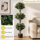 51" Artificial Triple Ball Boxwood Topiary Tree with 59 Blossoms