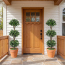 51" Artificial Triple Ball Boxwood Topiary Tree with 59 Blossoms Set of 2