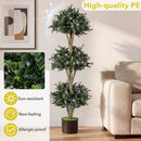 51" Artificial Triple Ball Boxwood Topiary Tree with 59 Blossoms Set of 2