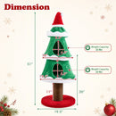 51" Christmas Cat Tree with 2 Condos & Scratching Post