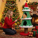 51" Christmas Cat Tree with 2 Condos & Scratching Post
