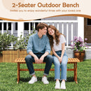 51 Inches Outdoor Acacia Wood Bench with Slatted Seat and 800 lbs Weight Capacity