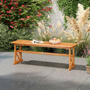 51 Inches Outdoor Acacia Wood Bench with Slatted Seat and 800 lbs Weight Capacity