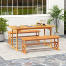 51 Inches Outdoor Acacia Wood Bench with Slatted Seat and 800 lbs Weight Capacity
