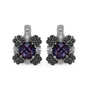 2.67 Carat Genuine Amethyst White Sapphire & Black Diamond .925 Sterling Silver Earrings