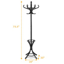 Wood Standing Hat Coat Rack with Umbrella Stand