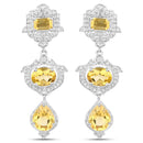 6.63 Carat Genuine Citrine and White Topaz .925 Sterling Silver Earrings