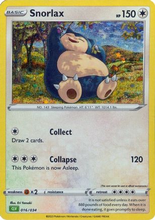 Snorlax 016/034 - Trading Card Game Classic Holofoil