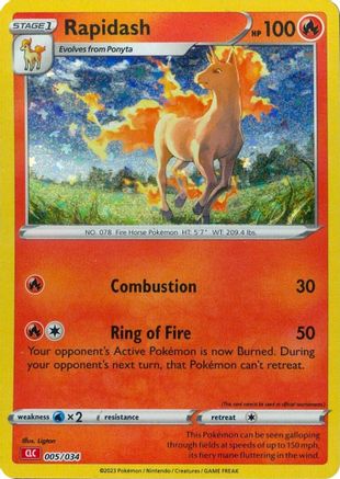 Rapidash 005/034 - Trading Card Game Classic Holofoil