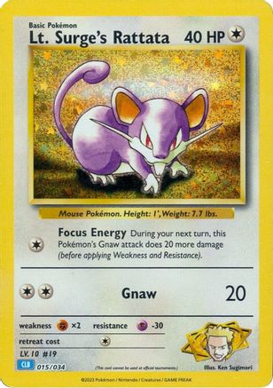 Lt. Surge's Rattata 015/034 - Trading Card Game Classic Holofoil