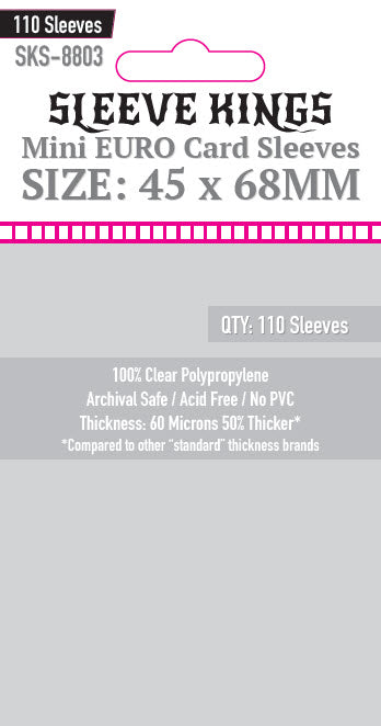 Sleeve Kings Mini Euro Card Sleeves (45x68mm) - 110 Pack, -SKS-8803