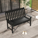 52 Inch All-Weather HDPE Outdoor Bench with Backrest and Armrests